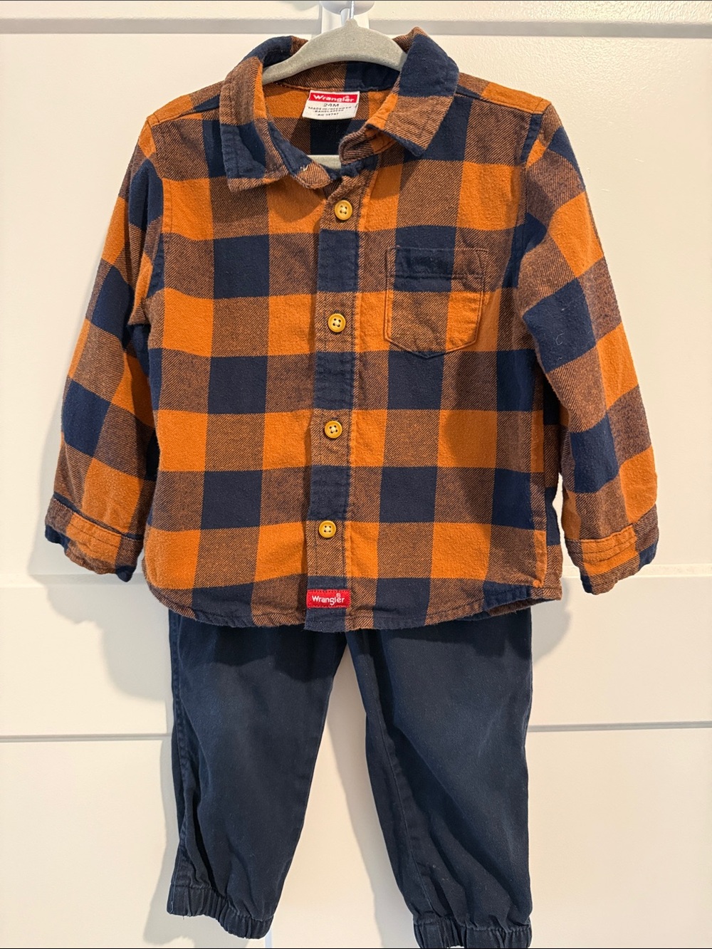 Wrangler Brown and Navy Plaid Shirt